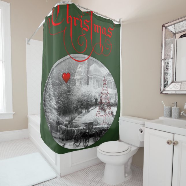 Rideau de douche Noël (En situation)