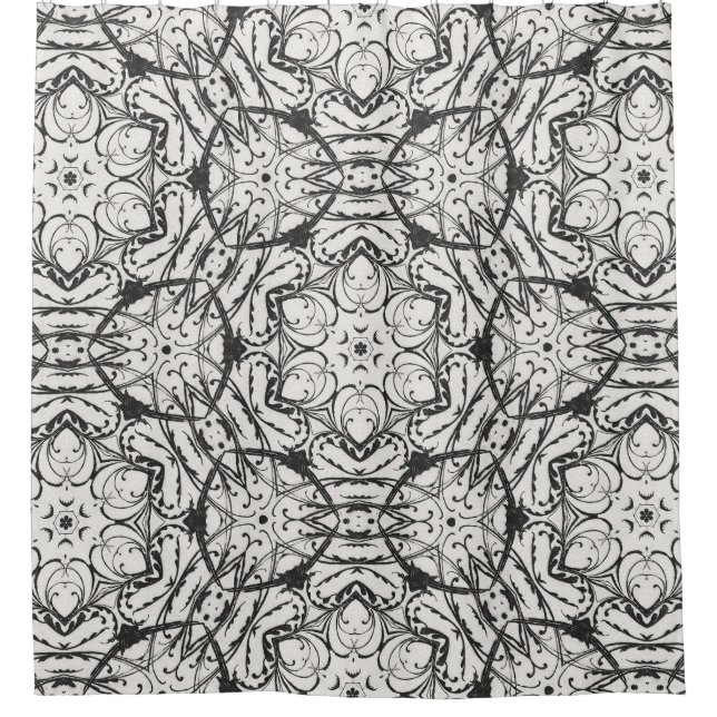 Rideau de douche noir et blanc (Devant)