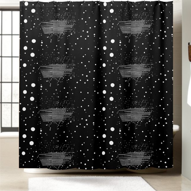 Rideau de douche noir et blanc Style 1 (Créateur téléchargé)