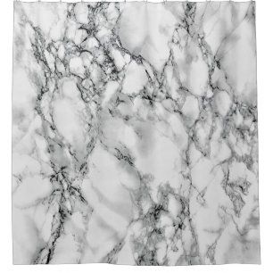 Rideau de douche noir et Marbre blanc
