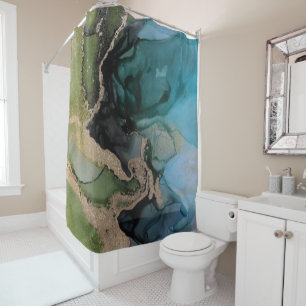 Rideau de douche noir Turquoise moderne