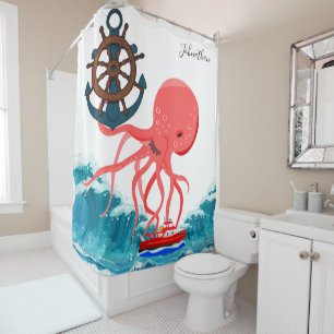 Rideau de douche Octopus Ocean Waves Ancre