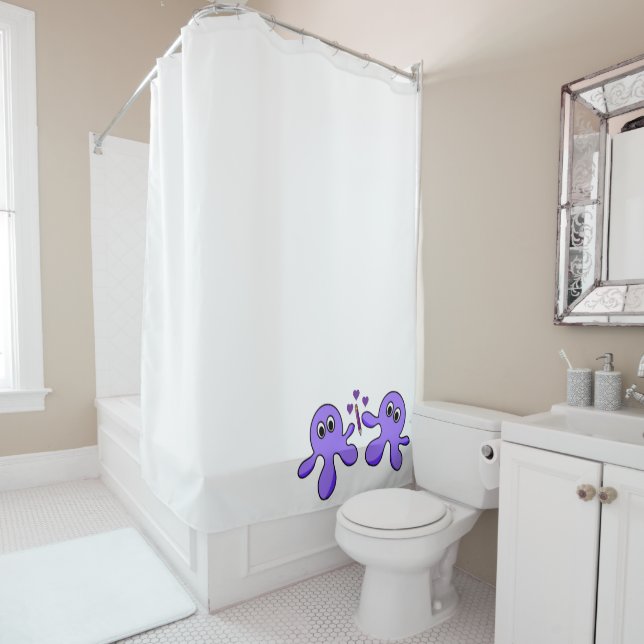 Rideau de douche Octopus violet (En situation)