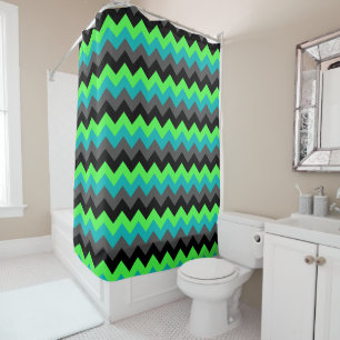 Rideau de douche Ombre noir vert Chevrons