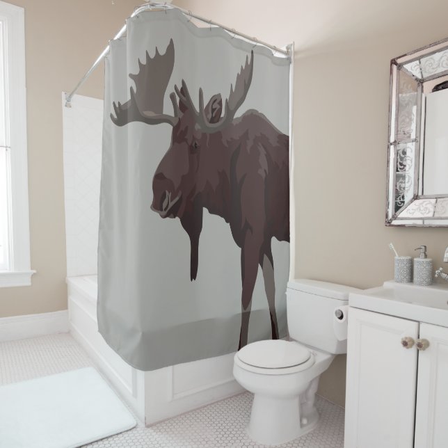 Rideau de douche orignal Canada orignal décor de s (En situation)