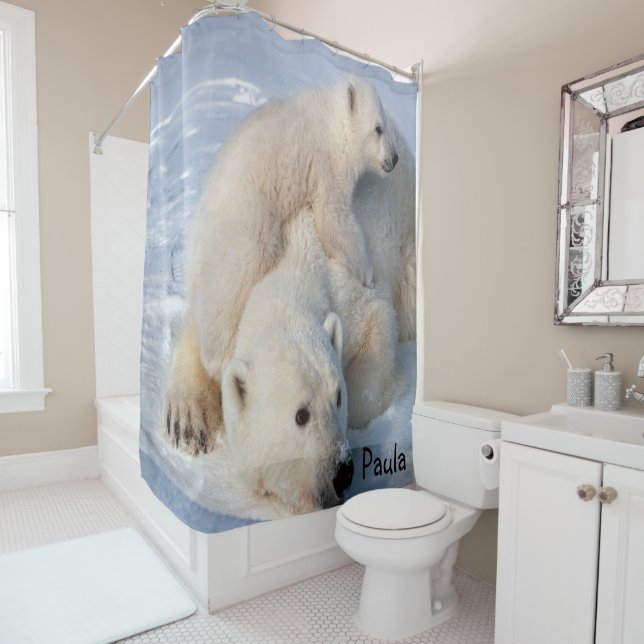 Rideau de Douche Ours Polaires (En situation)
