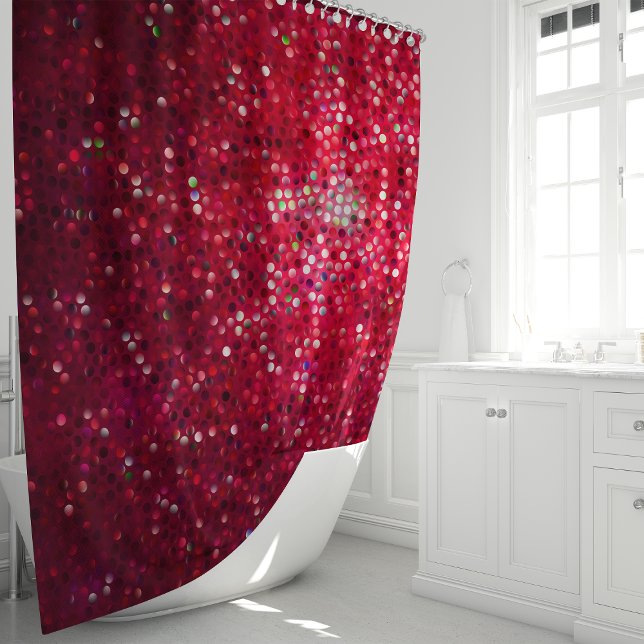 Rideau de douche pailleté rouge scintillant  (Créateur téléchargé)