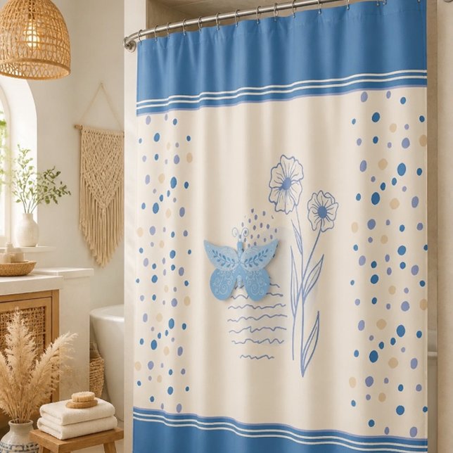 Rideau de douche papillon bohème et botanique (Créateur téléchargé)