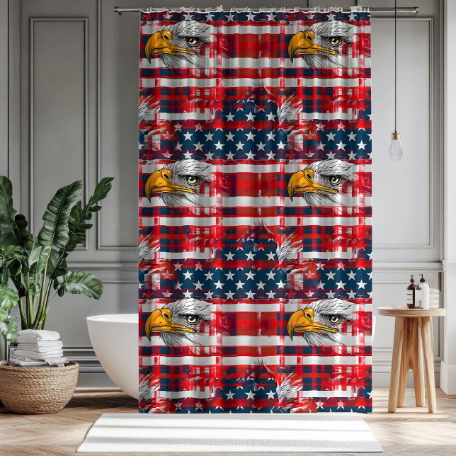 Rideau de douche patriotique Aigle & Drapeau Style (Patriotic Shower Curtain Eagle & Flag Home Style)