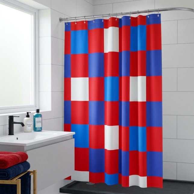 Rideau de douche patriotique - Rouge, Blanc & Écla (Créateur téléchargé)