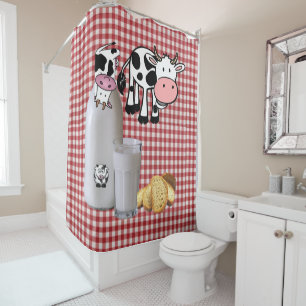 Rideau de douche Pays Vache Rouge Pain Lait Pain