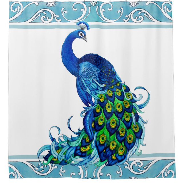 Rideau de douche Peacock bleu (Devant)