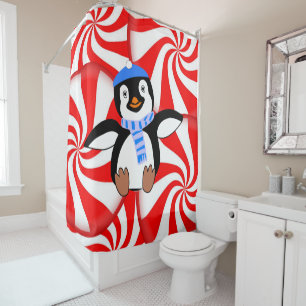Rideau de douche Penguin de Noël