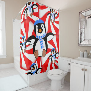 Rideau de douche Penguin de Noël