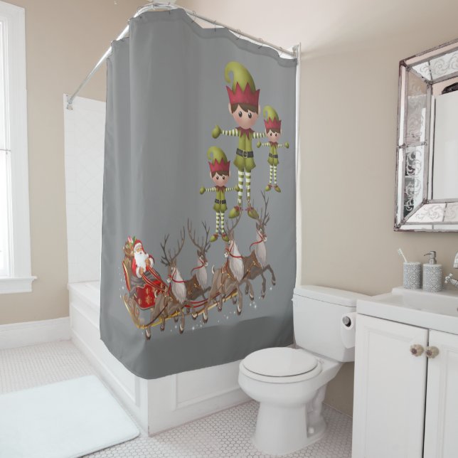 Rideau de douche Père Noël (En situation)