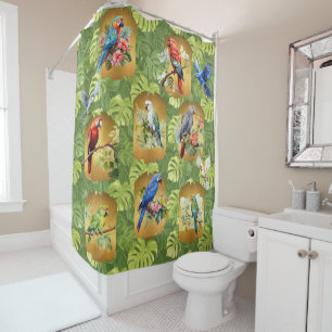 Rideau de douche perroquet et bel oiseau exotique 