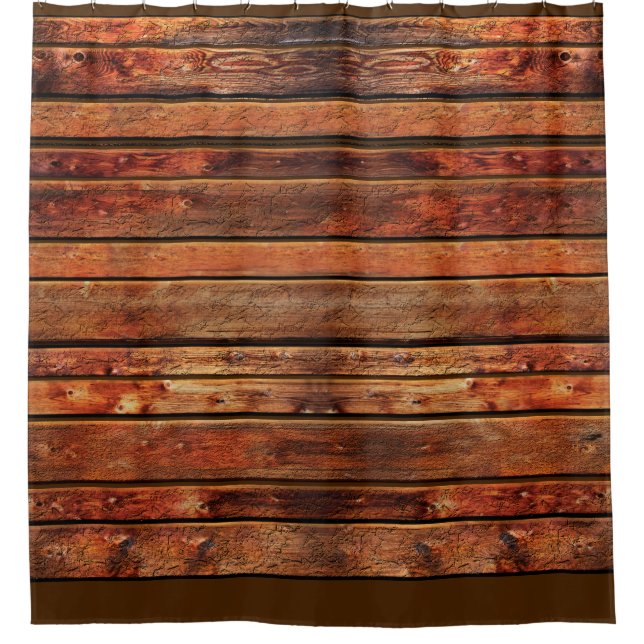 Rideau de douche personnalisable aspect bois rusti (Devant)