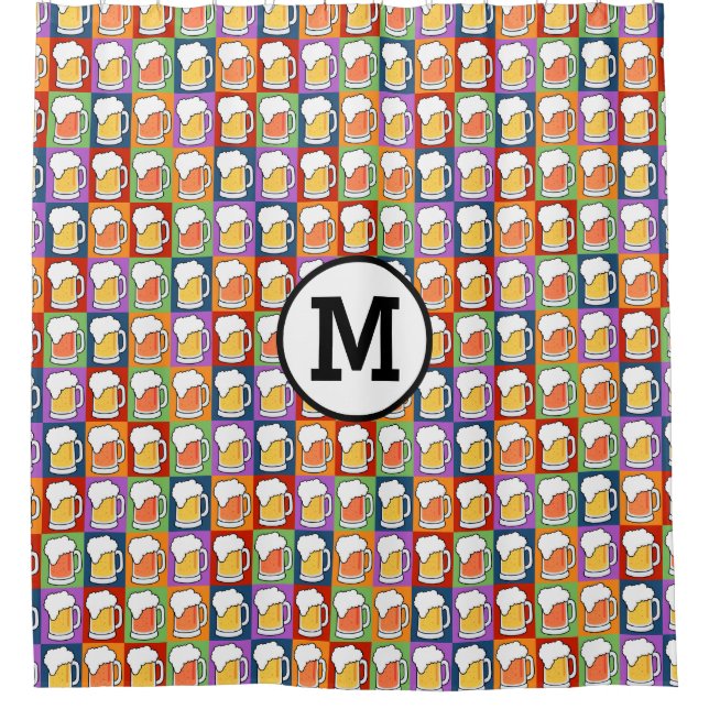 Rideau de douche personnalisé Pop Art monogrammé B (Devant)