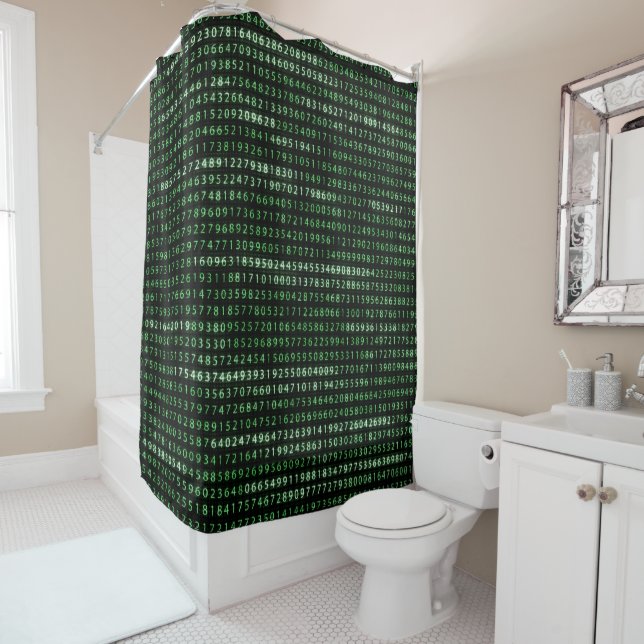 Rideau de douche "Pi" lueur verte Var02 (En situation)
