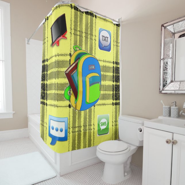 Rideau de douche plaqué (En situation)