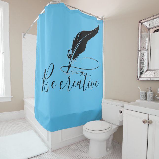 Rideau de douche plume personnalisée (En situation)