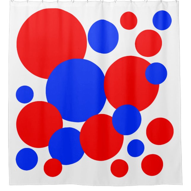 Rideau de douche Pois rouge, blanc et bleu (Devant)