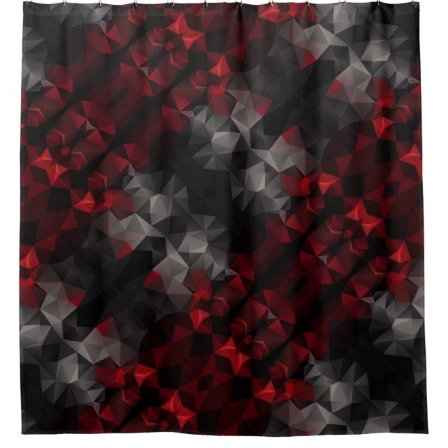 rideau de douche polygonal, noir et rouge (Devant)
