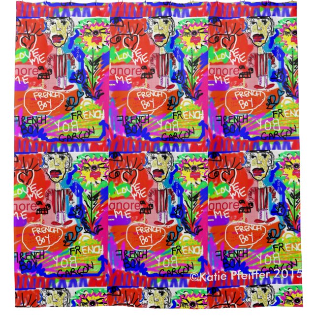 Rideau de douche Pop Art Graffiti French Boy Love  (Devant)