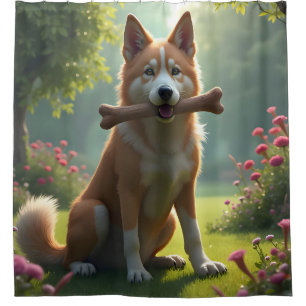 Rideau de douche Portrait de chien loyal Heart Of