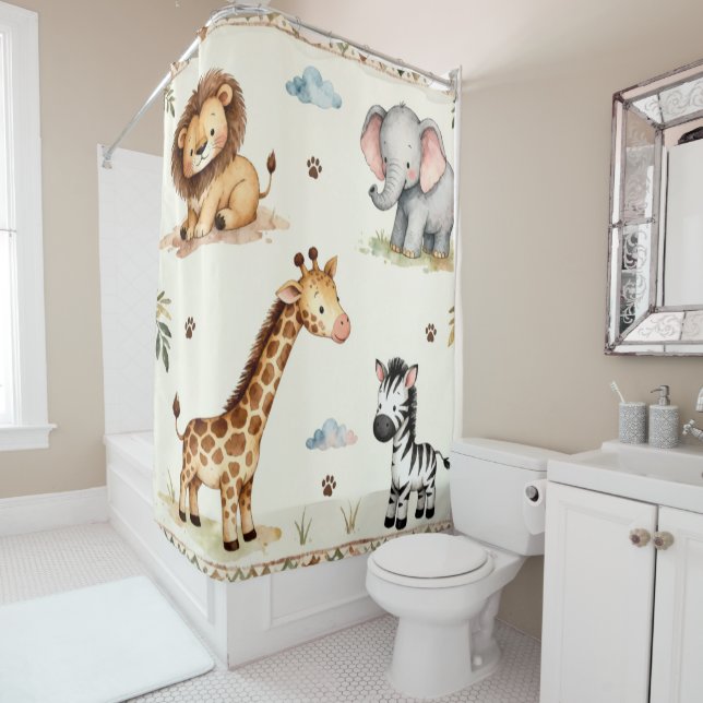 Rideau de douche pour bébé Safari pour enfants (En situation)