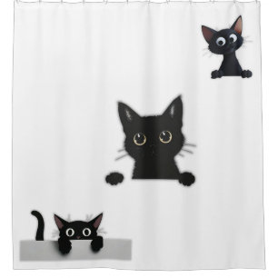 Rideau de douche pour chats noirs