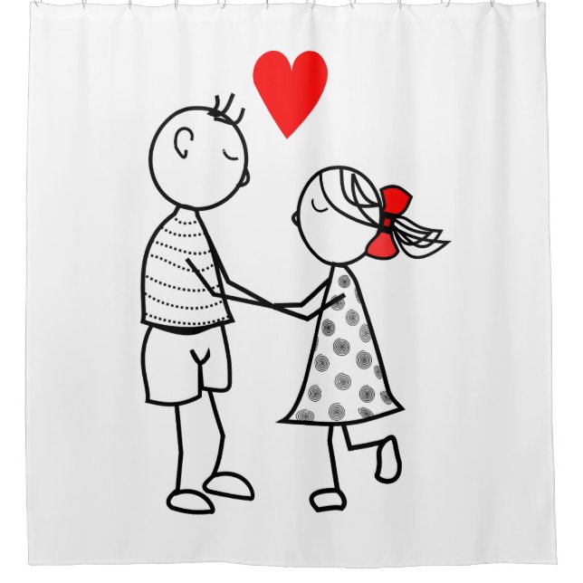 Rideau de douche pour couple amoureux (Devant)