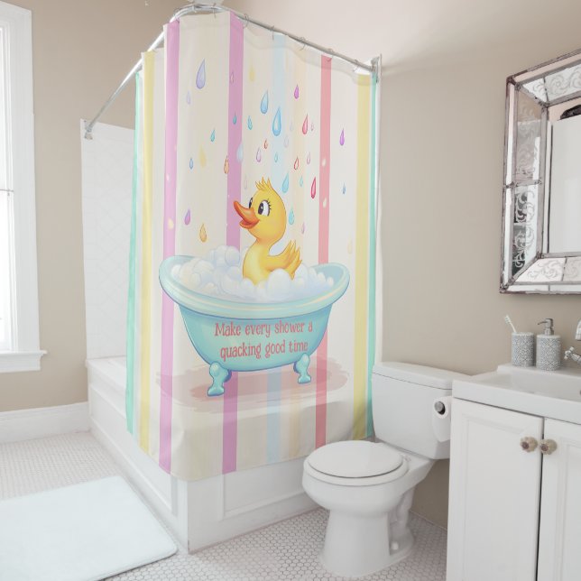 Rideau de douche pour enfants avec Canard en caout (En situation)