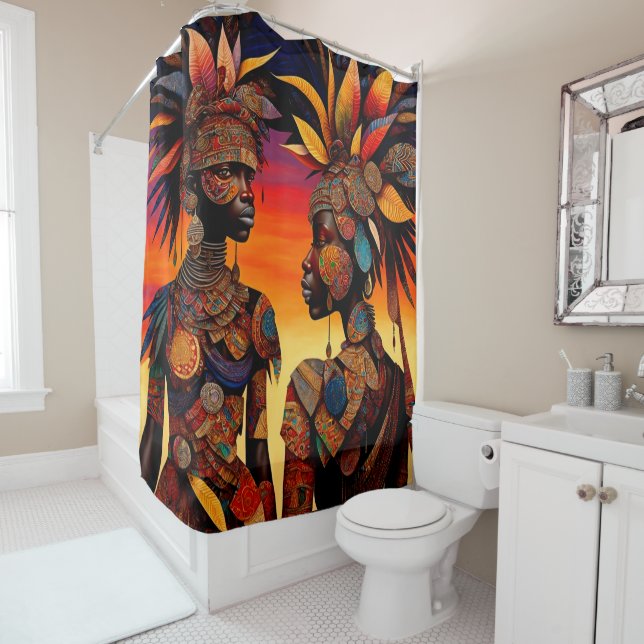 Rideau de douche pour femme africaine (En situation)