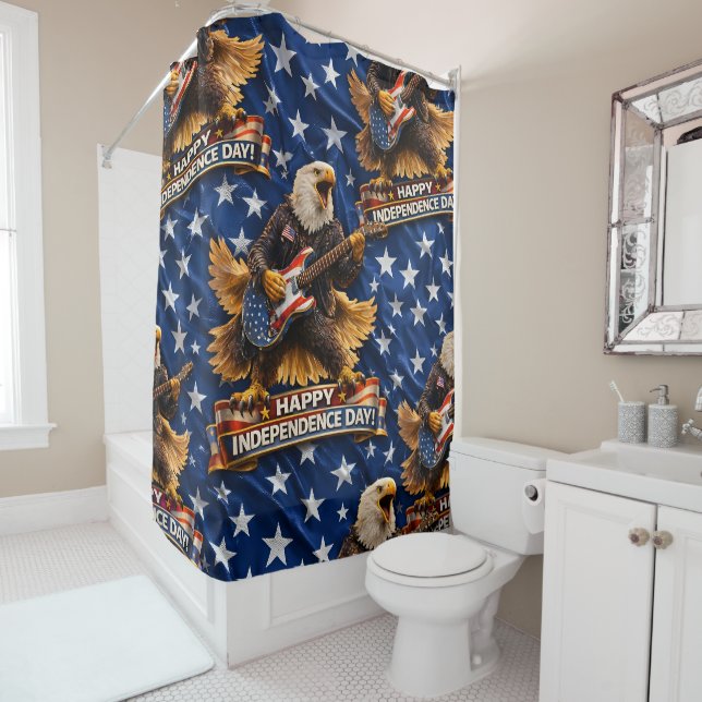 Rideau de douche pour la fête de l'Indépendance (En situation)