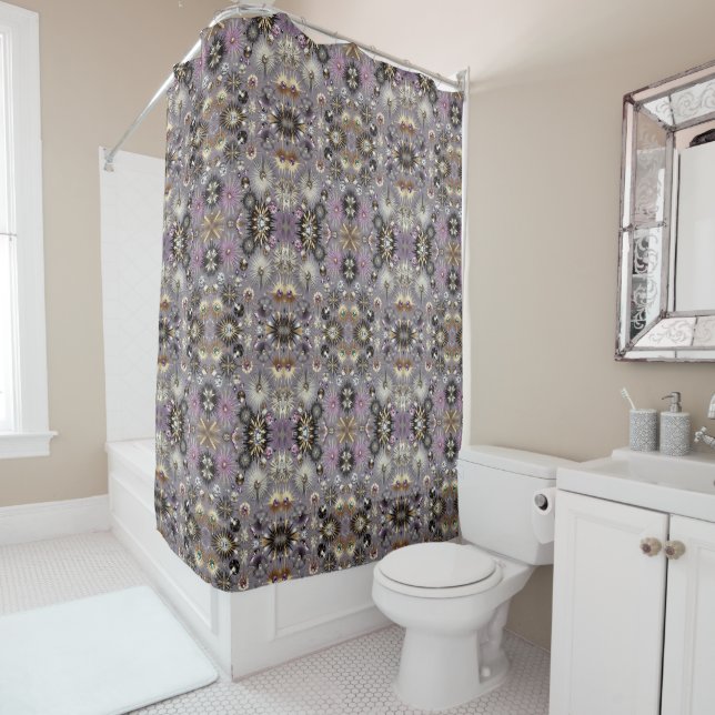 Rideau de douche Purple Diamonds Mid Century Moder (En situation)