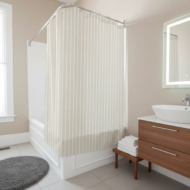 Rideau de douche rayé beige clair moderne (Créateur téléchargé)
