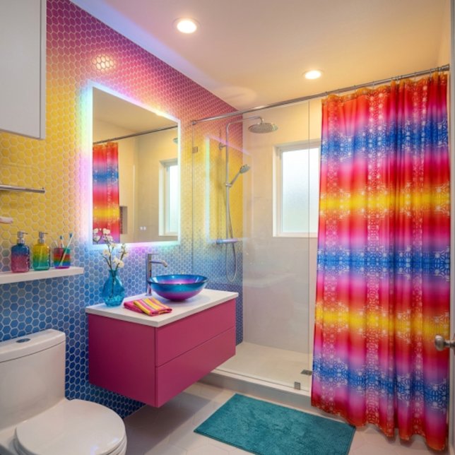 Rideau de douche rayé coloré (Créateur téléchargé)
