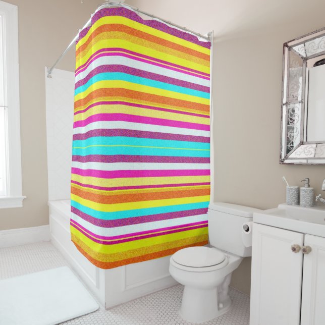 Rideau de douche Rayure Colorée (En situation)