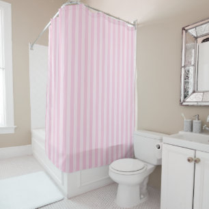 Rideau de douche rayures verticales rose bébé