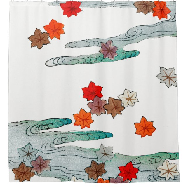 Rideau de douche RIVIÈRE JAPONAISE ET FEUILLES (Devant)