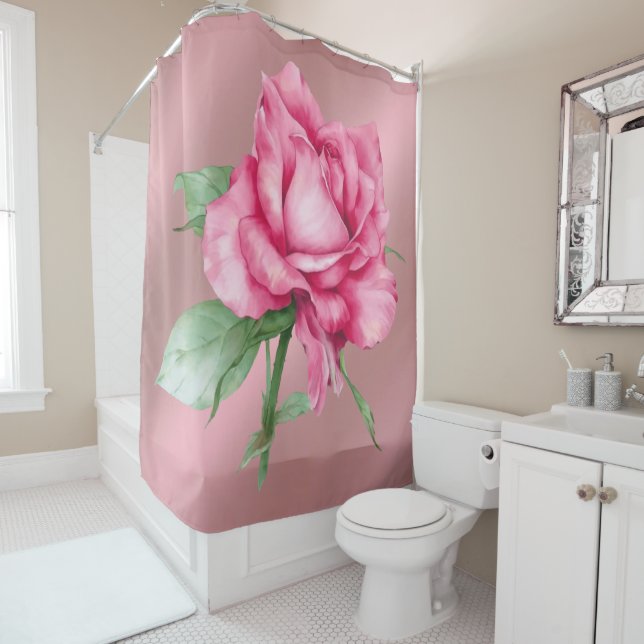 rideau de douche rose (En situation)