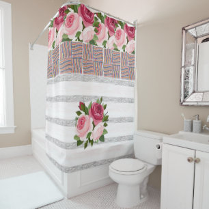 Rideau de douche rose