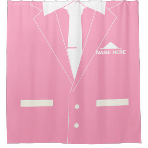 Rideau de douche rose Costume d'affaires avec nom 