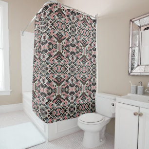 Rideau de douche rose rétro milieu du siècle moder