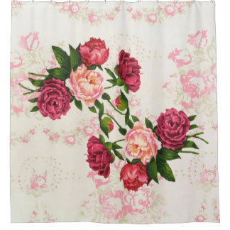 Rideau de douche rose Roses