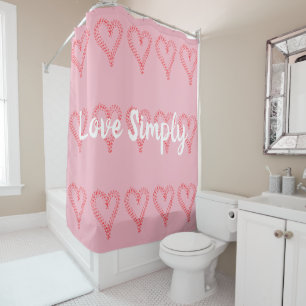 Rideau de douche Rose Simple Cœurs Rouges
