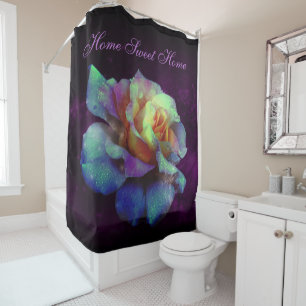 Rideau de douche Rose violet Turquoise baisé