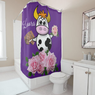 Rideau de douche Roses rose violet Chocolat de vac