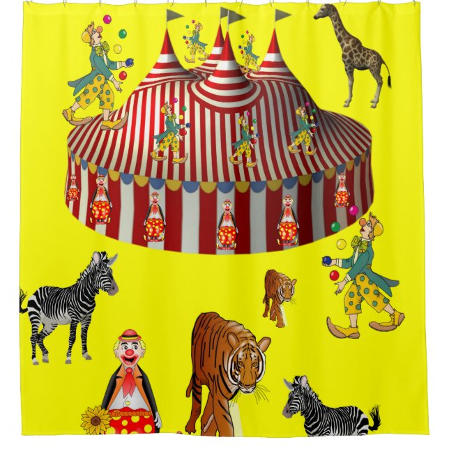 rideau de douche rouge cirque pour enfants (Devant)